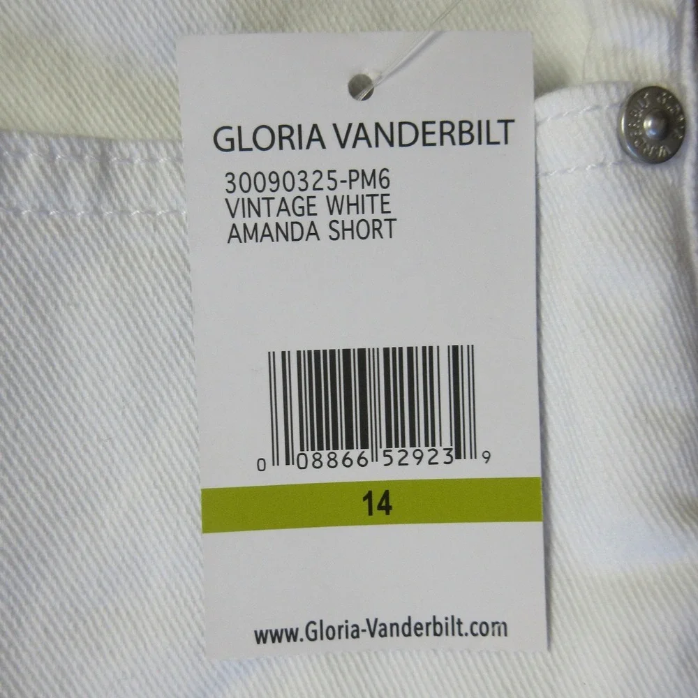 GLORIA VANDERBILT Amanda Jean Shorts Sz 14 Vintage White Stretch Denim Jorts NWT